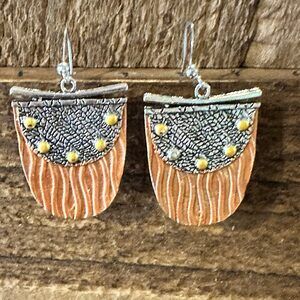 Handcrafted Bohemian Copper Dangle Earrings, Retro Ethnic Style , Gift Box